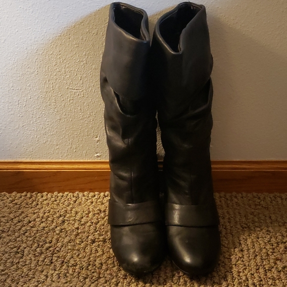 Fitzwell black slouch wedge boots - Picture 2 of 4